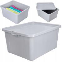 POJEMNIK PLASTIKOWY 20L ORGANIZER BOX NA ZABAWKI SZARY Z POKRYWĄ DUŻY