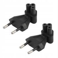 2X 2-Pin EU Male To Iec 320 C5 Female Ac Adapter 2