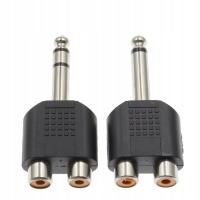 1P M 1P S 6.35mm 1/4 inch Male Mono Channel Stereo To 2 Dual RCA Femal Plug