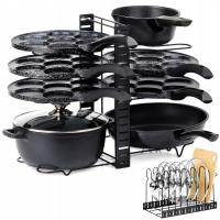 2w1 STOJAK NA GARNKI, PATELNIE I POKRYWKI METALOWY CZARNY