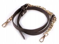 Rączki do torebki łańcuch z karabińczykami ciemno brązowe