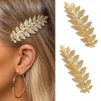 Набор золотых заколок листья для волос 2 шт металлическая заколка длиной 9 см