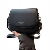 Torebka Damska CZARNA Klasyczna Gładka Kuferek Listonoszka Klasyczna Mała