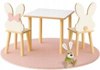 Журнальный столик и стульчик кролик белый дерево