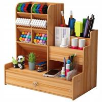 Organizer Przybornik Na Biurko Drewniany Duży na Książki do pracy nauki