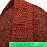 Ręcznie tkana krajka 9 cm pas OWIJACZE Wełna 100% diament CZERWONO-SZAR KD2