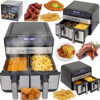 FRYTKOWNICA BEZTŁUSZCZOWA 9L 2400W PODWÓJNA AIR FRYER 2 KOSZE PIEKARNIK