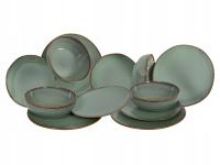SERWIS OBIADOWY zestaw talerzy ceramicznych 18el OCEAN BROWN MINT na 6 osób