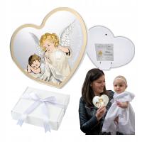 Pamiątka Chrztu Świętego Obrazek z Aniołkiem Prezent na Chrzest z Grawerem