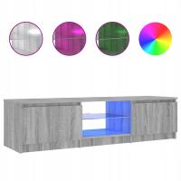 Szafka RTV z Oświetleniem LED RGB, Drewnopochodna, Szary Dąb Sonoma, 140x