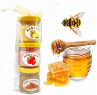 PODHALE Zestaw z 3 Miodami z Imbirem, Maliną, Cynamonem 50g Lisek