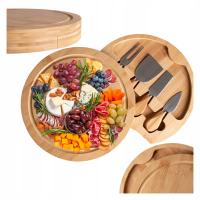 СЕРВИРОВОЧНАЯ ДОСКА ДЛЯ СЫРА, ЗАКУСКИ, БАМБУКОВЫЙ ЯЩИК, НАБОР НОЖЕЙ