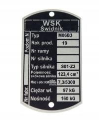 Табличка WSK 125 M06B3 S01-Z3 тип 2