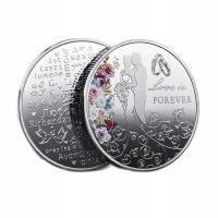 Moneta Okolicznościowa Love Prezent Ślubny Wieczna Miłość Kolor Srebra
