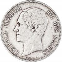 Moneta, Belgia, Leopold I, 5 Francs, 5 Frank, 1851