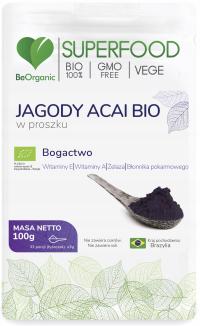 BeORGANIC JAGODY ACAI 100G PROSZEK WITAMINA A / E ŻELAZO BŁONNIK