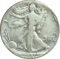 HALF DOLLAR 1/2 DOLARA WALKING LIBERTY - ORZEŁ AMERYKAŃSKI 1941 ROK DENVER