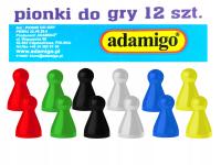 PIONKI DO GRY ADAMIGO KOMPLET 12 SZTUK 6 KOLORÓW