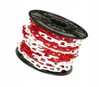 ŁAŃCUCH OSTRZEGAWCZY 10 MM BIAŁO-CZERWONY, ROLKA 20 Mb PLASTIK