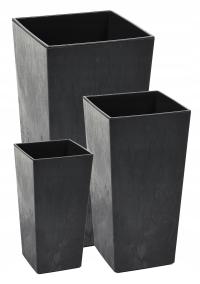 Набор из 3 высоких плантаторов тонкость ш 14 см / 19 см/25 см черный бетон имитация