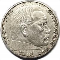 2 Marki z 1939 r z okresu III Rzeszy, znana również jako moneta Hindenburga