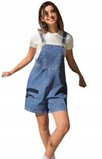 SHEIN DŻINSOWE SPODNIE OGRODNICZKI KRÓTKIE Z KIESZENIAMI BAWEŁNA L 11HB