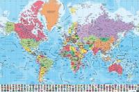 Политическая карта мира флаги-плакат 91,5x61 см