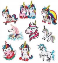 TERMO NASZYWKA HAFT ŁATKA NA UBRANIA SAMOPRZYLEPNA MIX JEDNOROŻEC 9 SZT