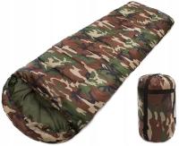 LEKKI ŚPIWÓR TURYSTYCZNY MUMIA KAPTUR 210CM CIEPŁY + POKROWIEC 2w1 MORO