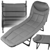 ŁÓŻKO TURYSTYCZNE OGRODOWE SKŁADANE DUŻY LEŻAK LEŻANKA Z PODUSZKĄ METERACEM