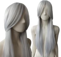 Парик серый Цири косплей седые прямые длинные волосы