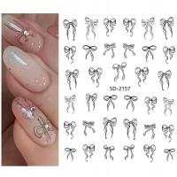 Naklejki na paznokcie samoprzylepne kokardki czarne SD-2157 do zdobień 5D