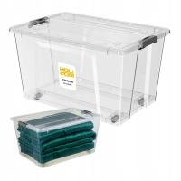 Пластиковый контейнер с крышкой 50 л на колесах большая коробка для одежды игрушки