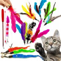 ZESTAW ZABAWEK DLA KOTA DZWONECZKI INTERAKTYWNA 12 EL ZABAWKI WĘDKA PIÓRKA