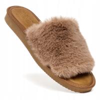 Kapcie Skórzane Damskie Pantofle Domowe Góralskie z Futerkiem 36-41 PanSzew