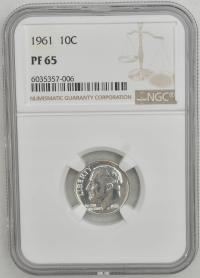 9.vv.USA, 10 CENTÓW 1961 NGC PF65