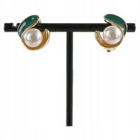 Klipsy do Uszu ZIELONY ZAWIJAS Z PERŁĄ Lolita Akcesoria