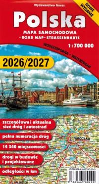 ПОЛЬША 1: 700 000 ЛАМИНИРОВАННАЯ АВТОМОБИЛЬНАЯ ДОРОЖНАЯ КАРТА 2026/2027 GAUSS