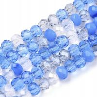 Koraliki Kryształki Fasetowane Niebieskie Białe 3x2,5mm Sznurek ok.150szt