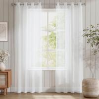 TOPICK 2 Białe przezroczyste firanki z woalu z oczkami 280 x 140 cm
