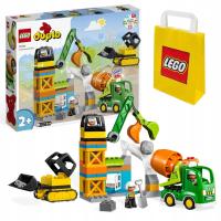 Большие строительные блоки LEGO Duplo строительная площадка кран авто бетономешалка 3 фигурки 10990