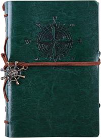 Большой Дневник путешественника Блокнот винтажный кожаный зеленый A5