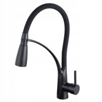 CZARNA BATERIA KUCHENNA ZLEWOZMYWAKOWA ELASTYCZNA WYLEWKA LOFT 2 TRYBY KRAN