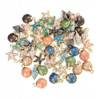 Charmsy zawieszki morskie z metalu do biżuterii muszle rozgwiazdy 60 szt.