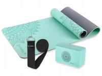 Mata do jogi HMS YM10 Miętowy + kostka KJ02 + pasek SJ02