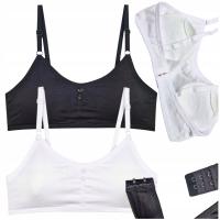 BIUSTONOSZ STANIK TOP DZIECIĘCY BAWEŁNA BIAŁY CZARNY 152-164 - 2 SZTUKI