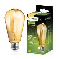 Светодиодная лампа E27 EDISON ST64 6W AMBER FILAMENT декоративная Янтарная