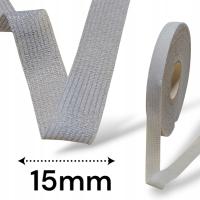 Taśma krawiecka 15mm/10mb do stabilizacji tkanin flizelina z klejem Szara