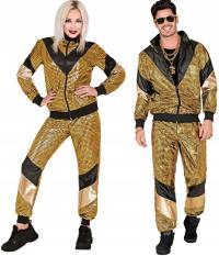Strój Dres Złoty Kostium Disco Lata 80 90 Ortalion Odblaskowy