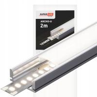 Profil LED aluminiowy do taśm natynkowy 2m + klosz + zaślepki + uchwyty